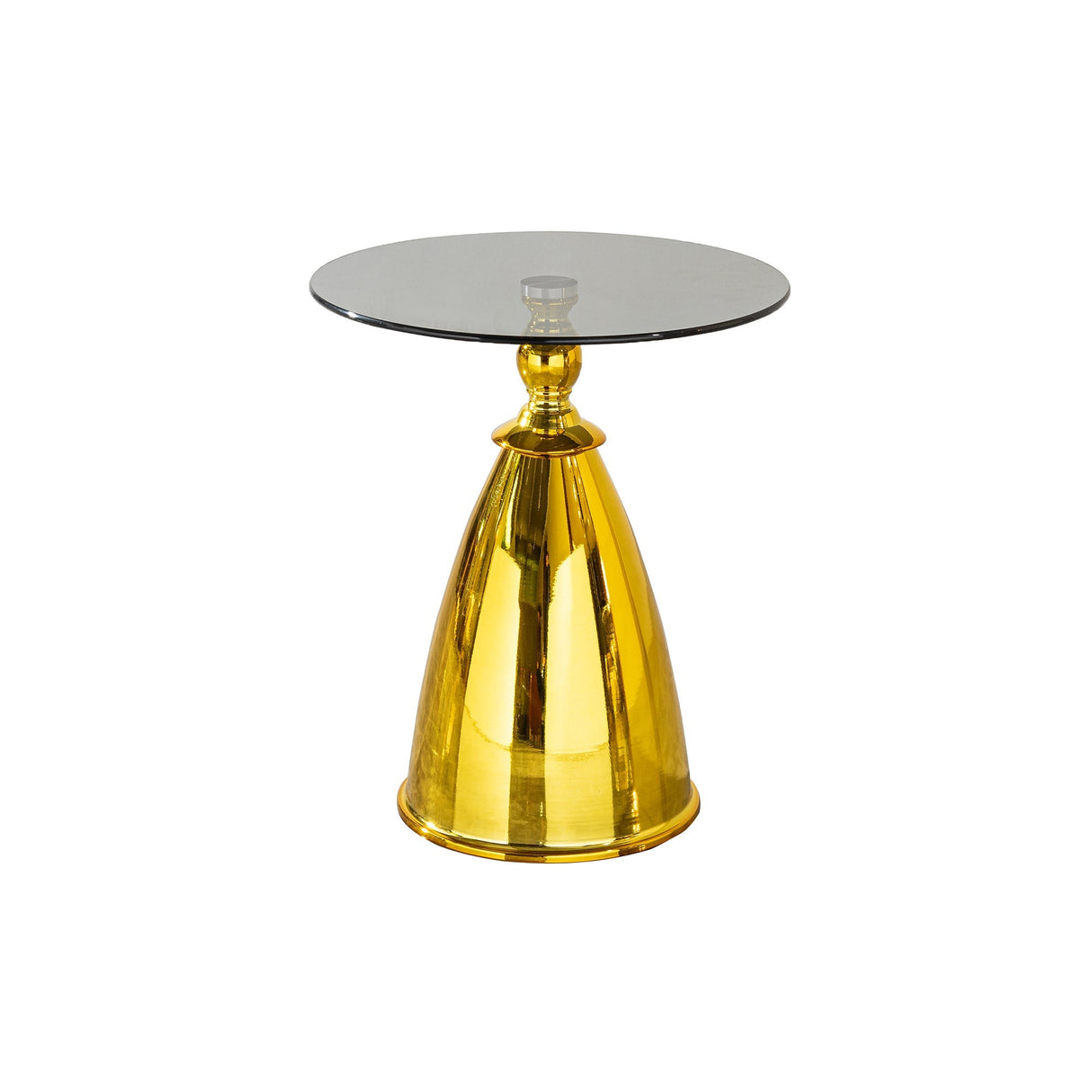 Modern Living Room Coffee Table with Grey Tempered Glass and Gold Carbon Steel