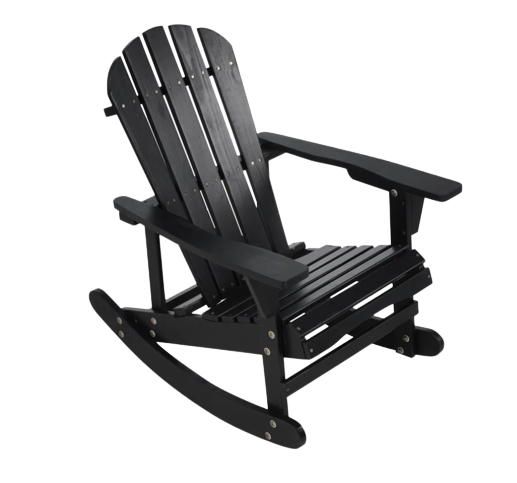 Adirondack-Rocking-Chair-Solid-Wood-Chairs-Finish-Outdoor-Furniture-for-Patio,-Backyard,-Garden-Black-Outdoor-Chairs