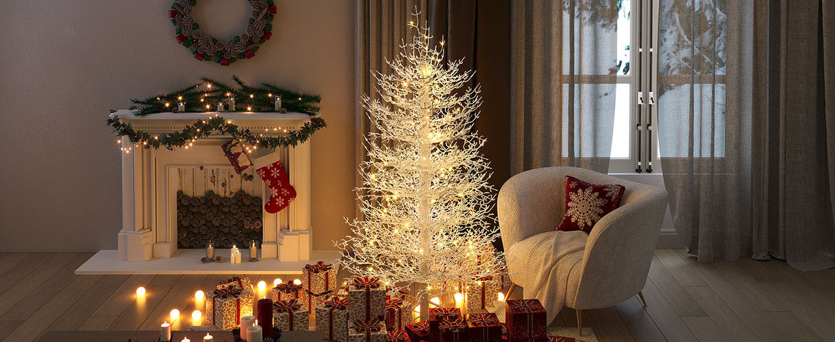 4FT Pre-Lit Aspen Fir Artificial Christmas Tree 230 Warm White LED Lights