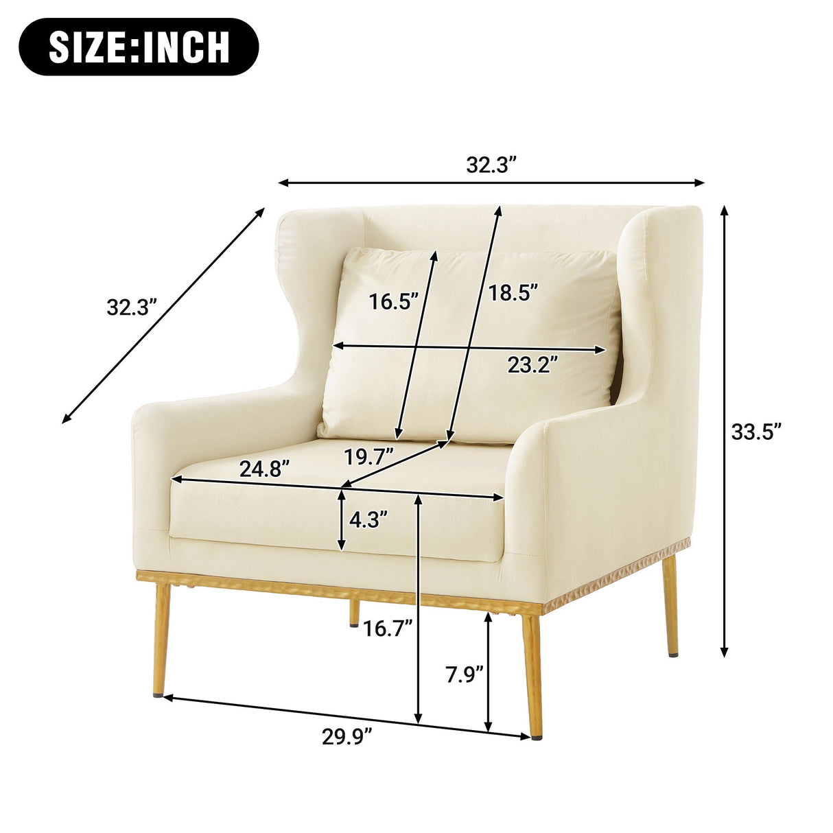 Elegant Curved Armrest Accent Armchair