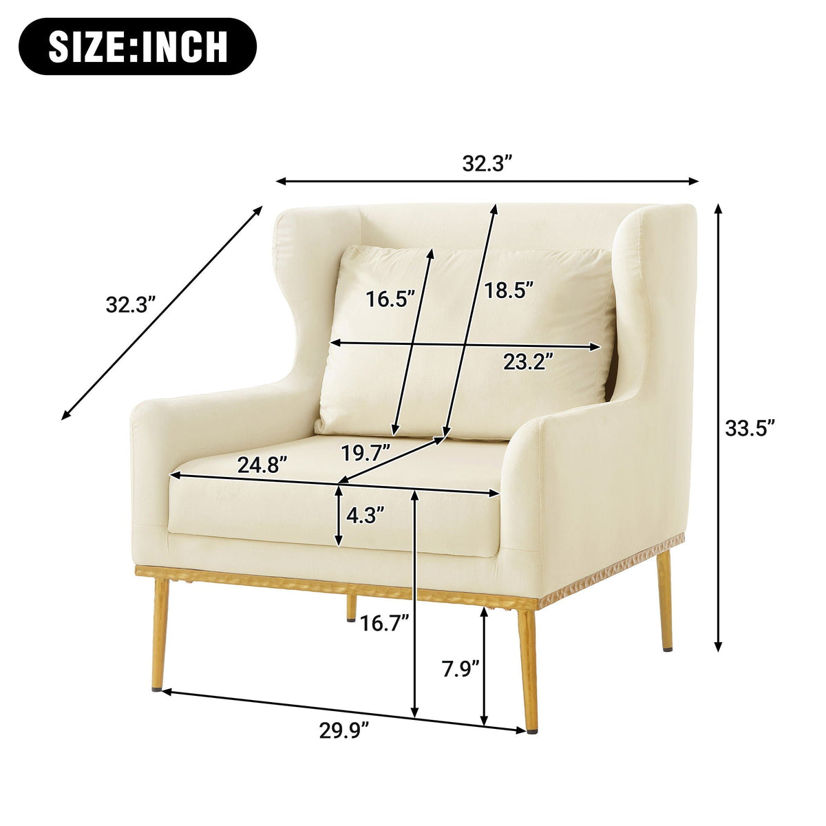 Elegant Curved Armrest Accent Armchair with Plush Foam Cushion - Green, Purple, Black, Beige