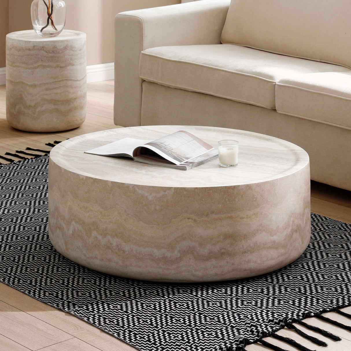 39.37'' Faux MARS Pattern Round Coffee Table