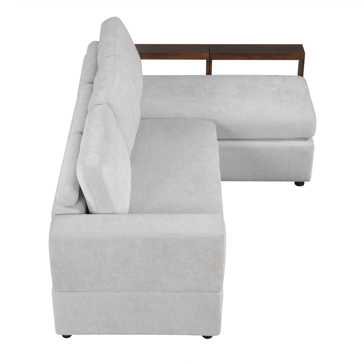 87.4' Sectional Sofa with Reversible Armrests Gray Chenille Upholstery