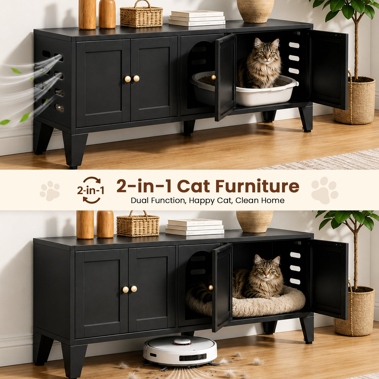 58" Metal Cat Litter Box Enclosure