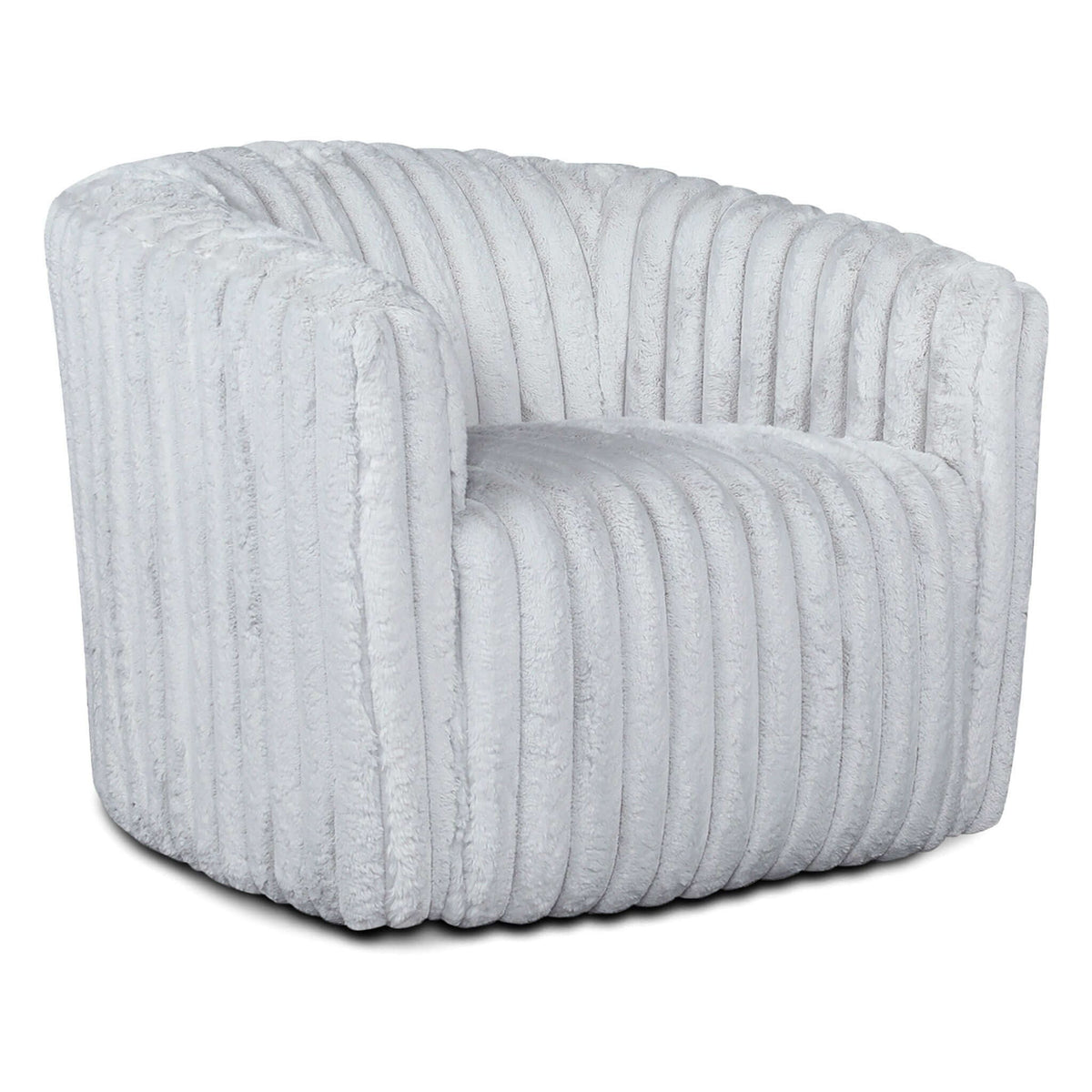 Modern Comfort Swivel Chair with Channel-Tufted Design - White or Gray