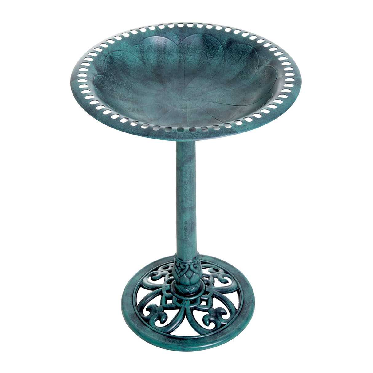 Outsunny 28" Bird Bath Outdoor Resin Decor with Fleur De Lis Pattern