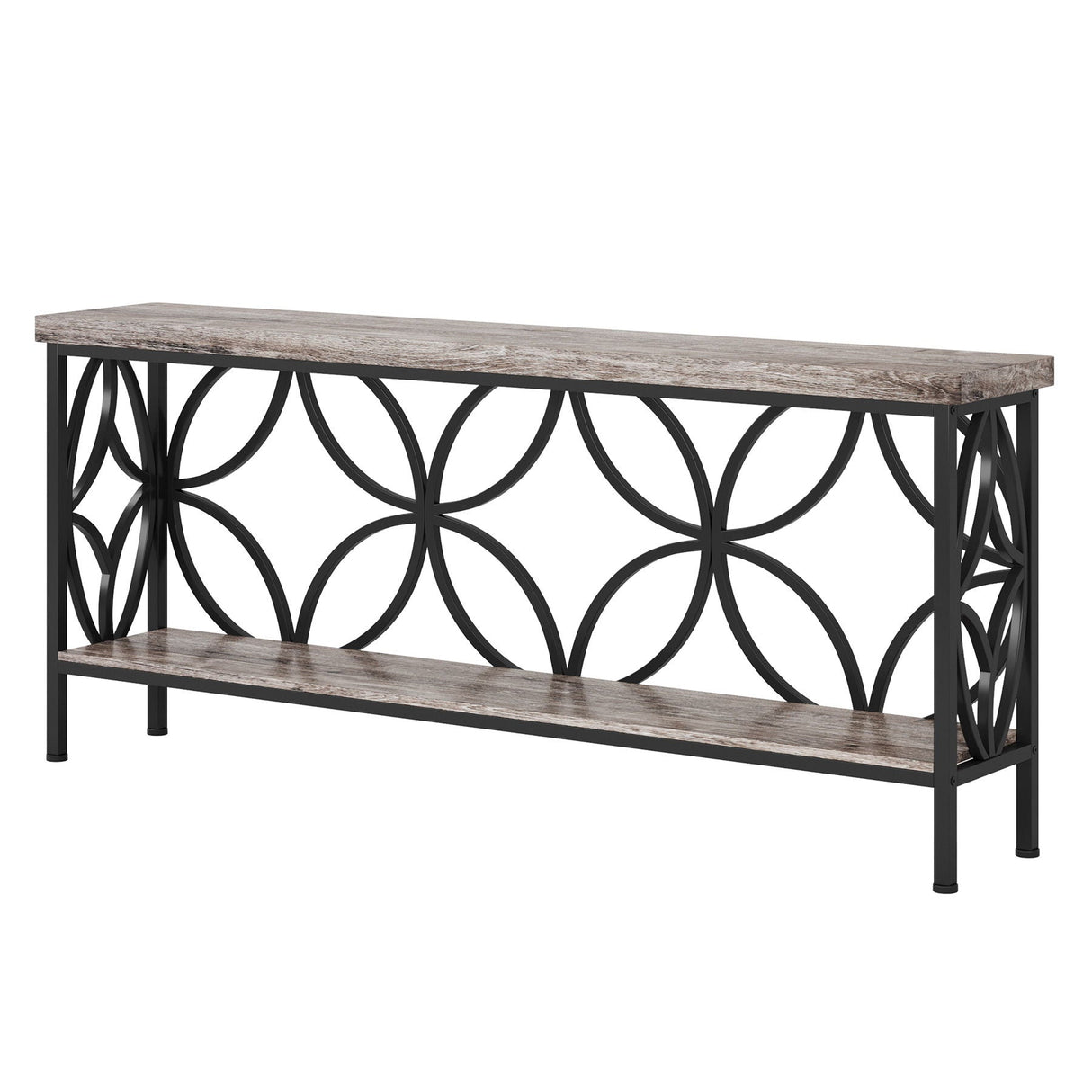 Extra Long Console Table With Open Storage Shelves