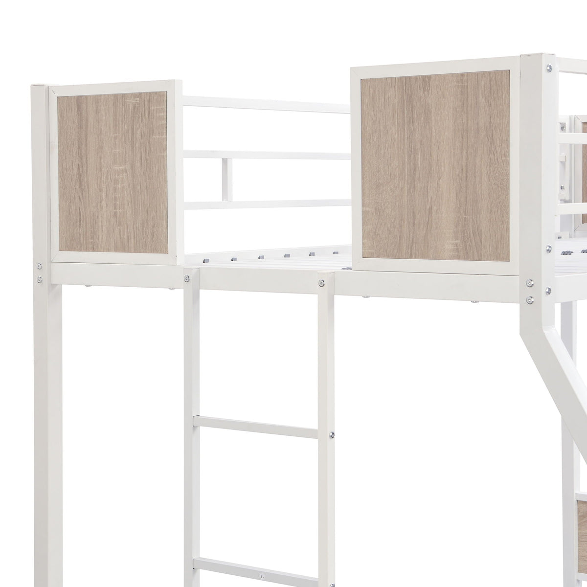 Modern Metal Bunk Bed With Dual Side Ladder And Metal Desig