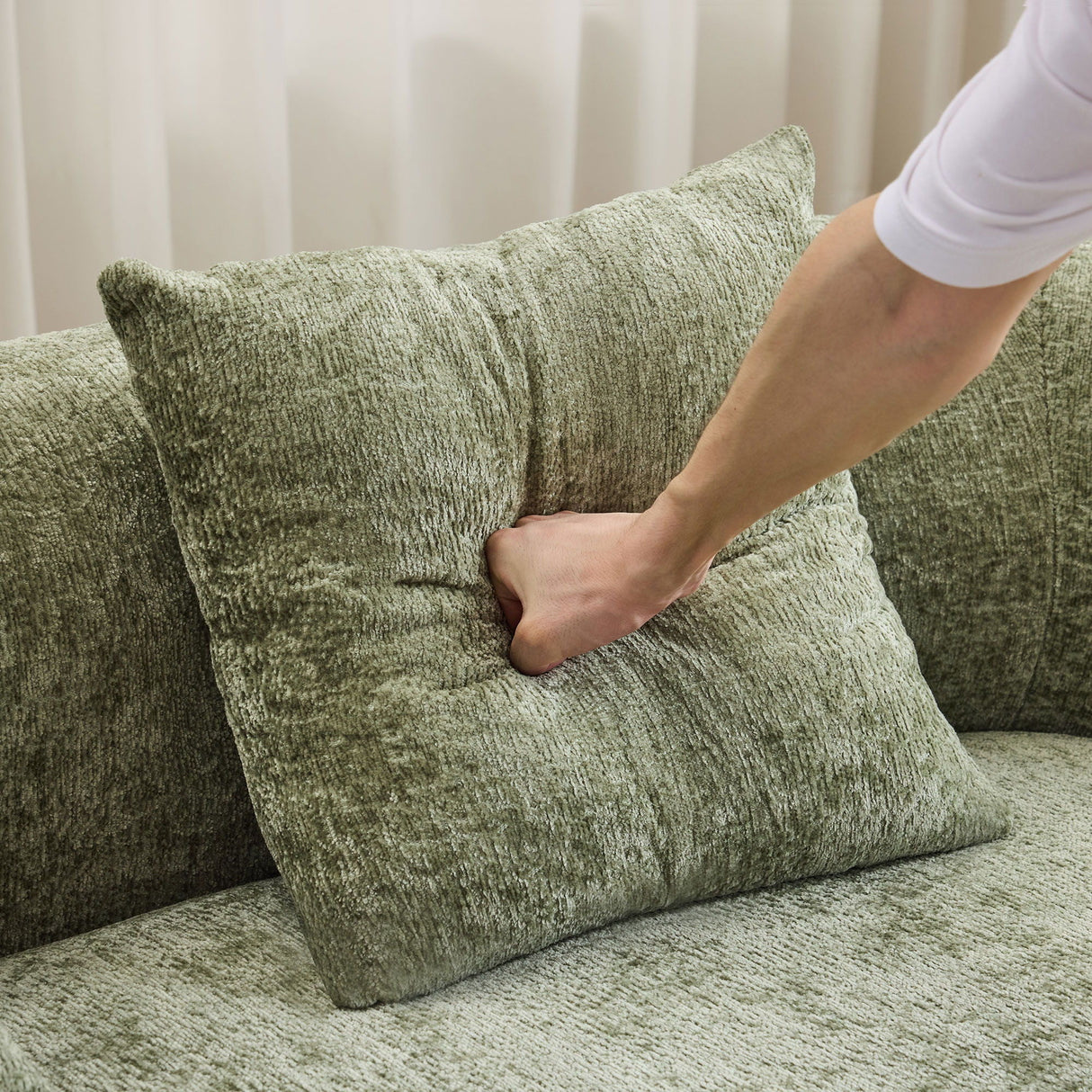 Curved Loveseat Sofa With Round Armrest