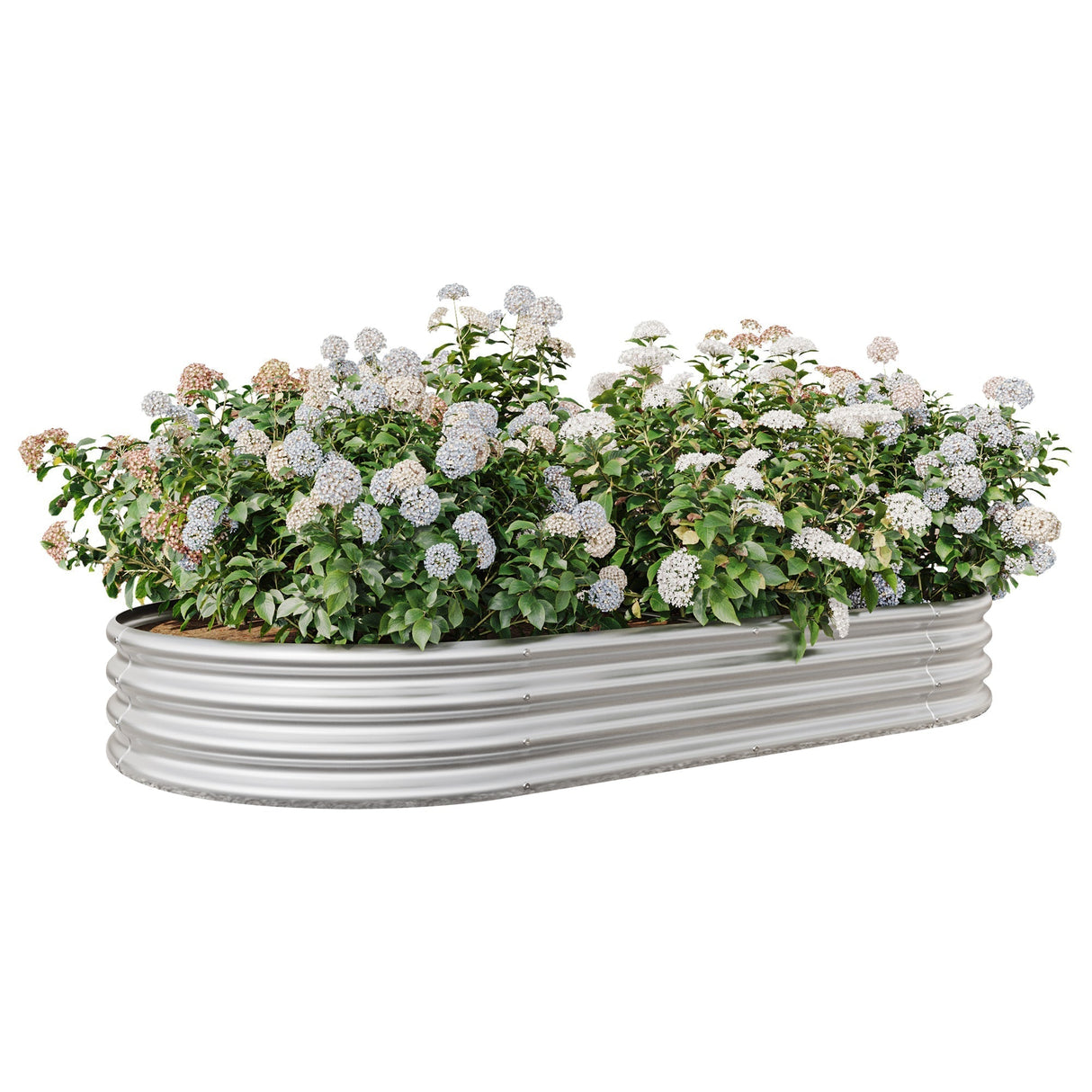 Raised Garden Bed Outdoor Oval Large Metal Raised Planter Bed - Silver