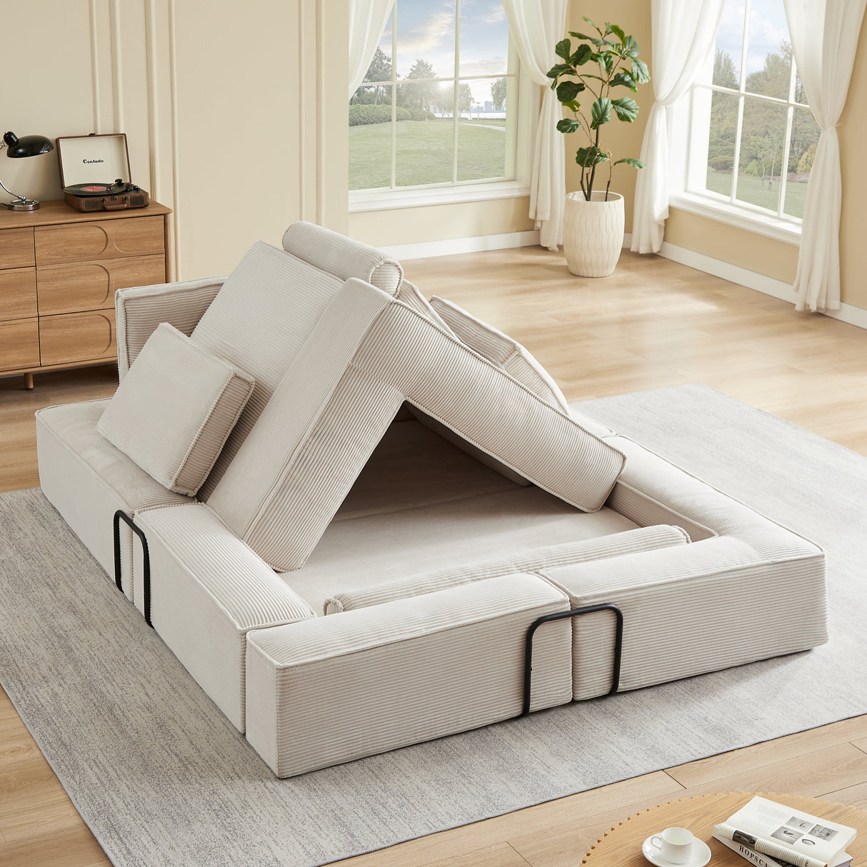 Large Modern Corduroy Sofa Can Be Freely Combined