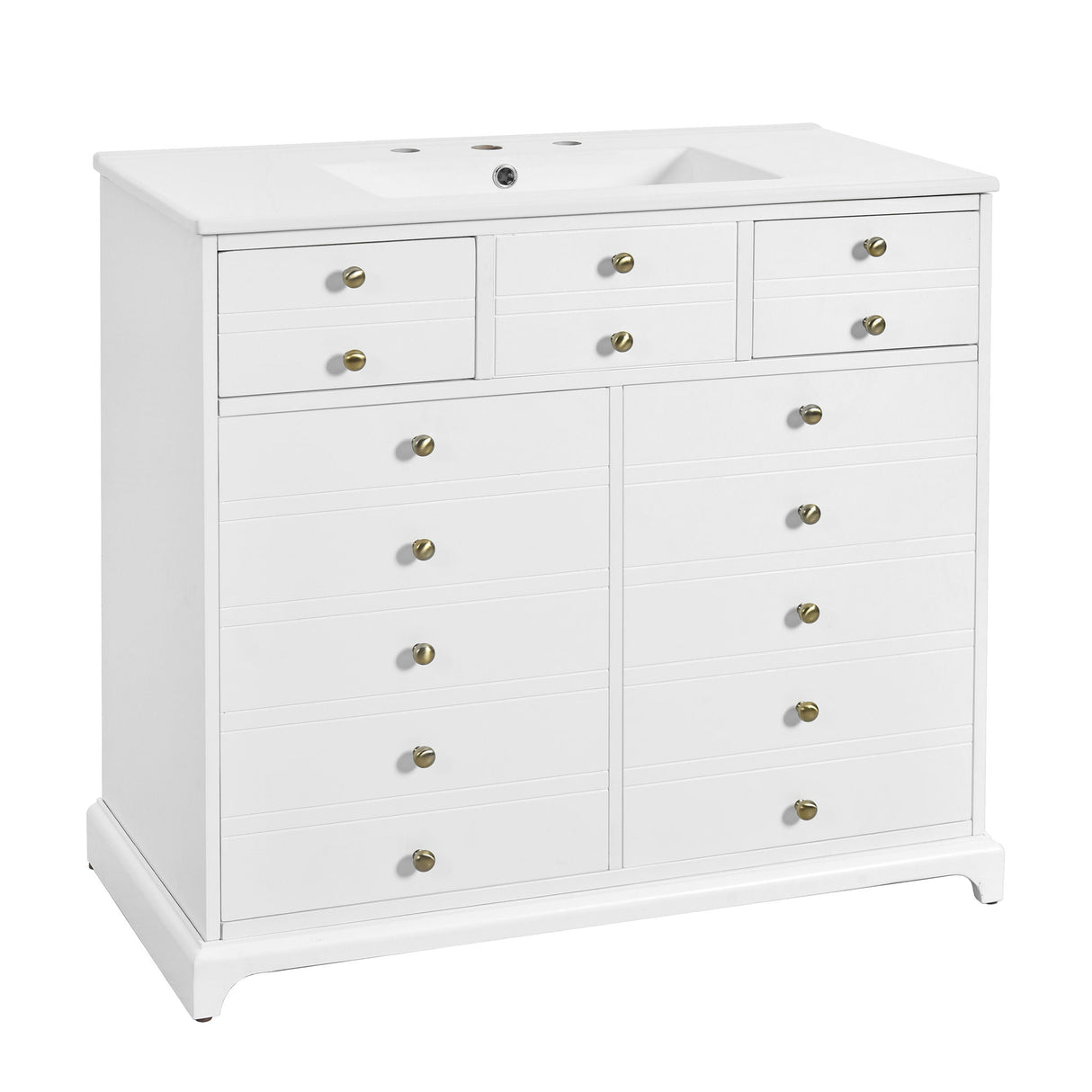 Retro Bathroom Vanity with Sink and Storage Cabinet