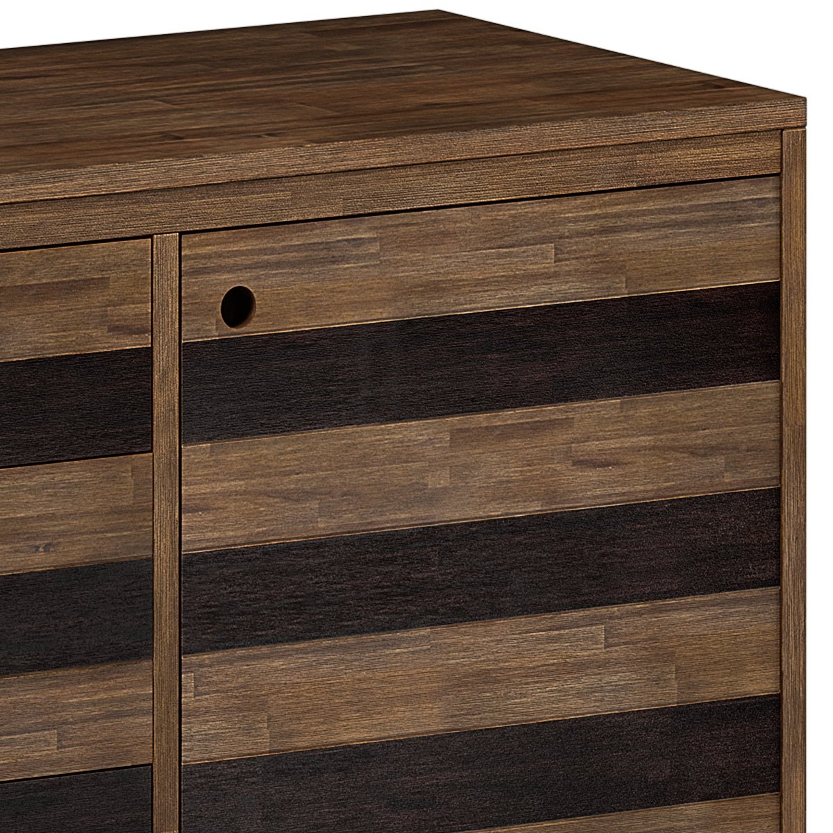 2 - Door Sideboard with 3 Drawers and Adjustable Shelves, Rustic Natural Aged Brown - Buffets & Sideboards