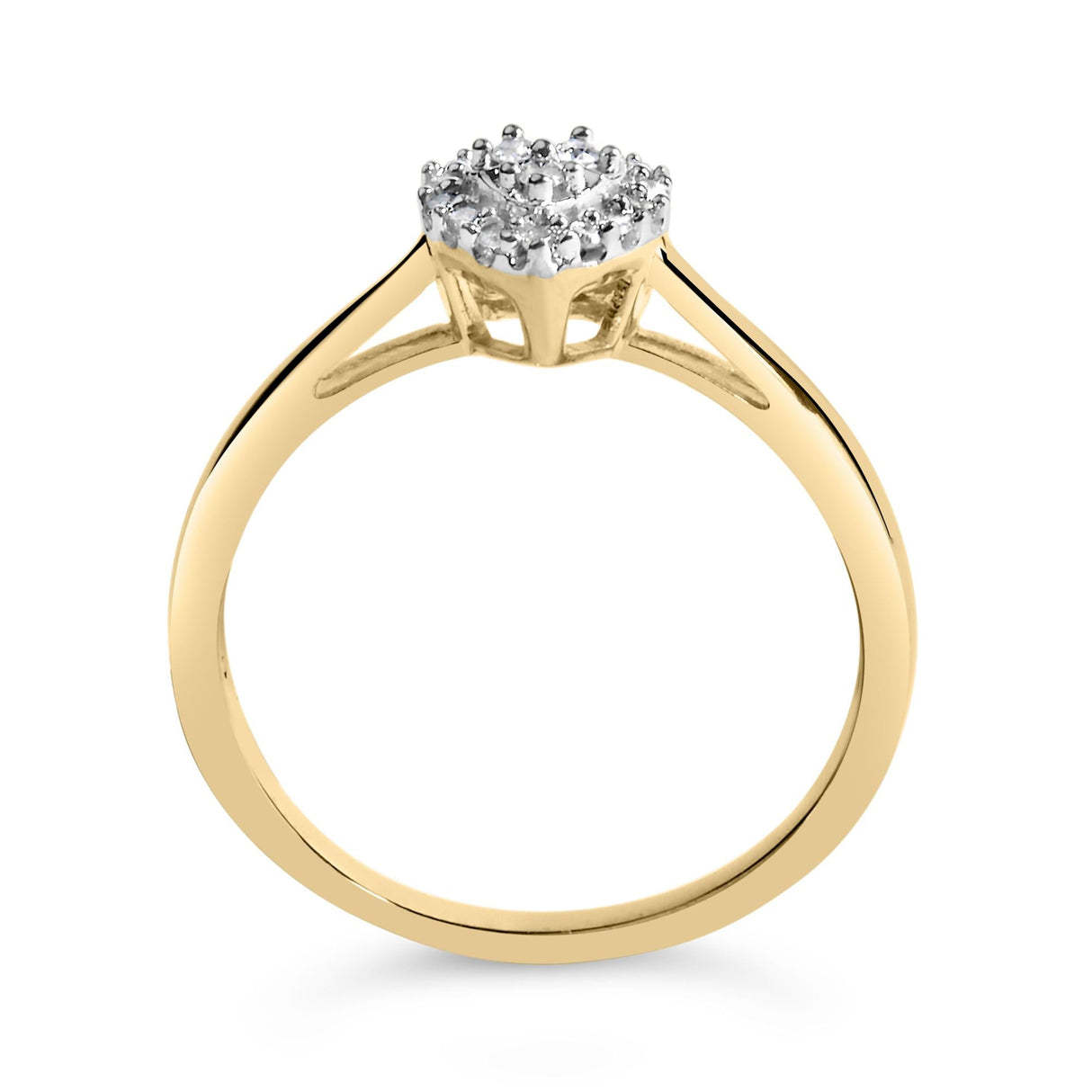 14K Yellow Gold Plated .925 Sterling Silver 1/10 Cttw Round-Cut Diamond Heart Engagement Ring (I-J Color, I3 Clarity)