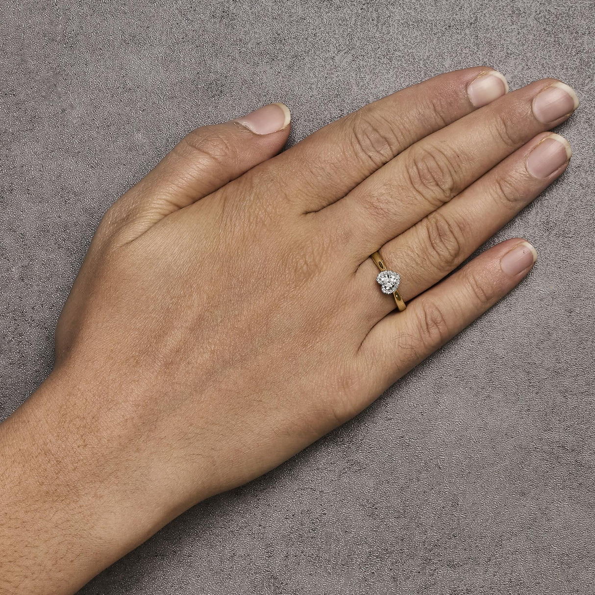 14K Yellow Gold Plated .925 Sterling Silver 1/10 Cttw Round-Cut Diamond Heart Engagement Ring (I-J Color, I3 Clarity)
