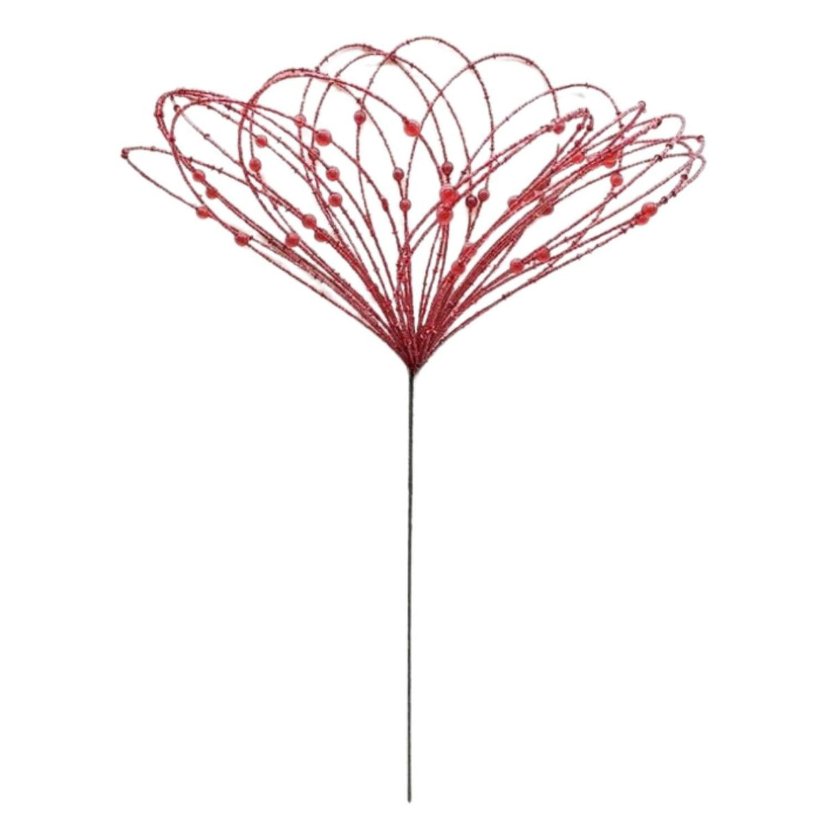 20" Beaded Jewel Flower Burst Stem: Red