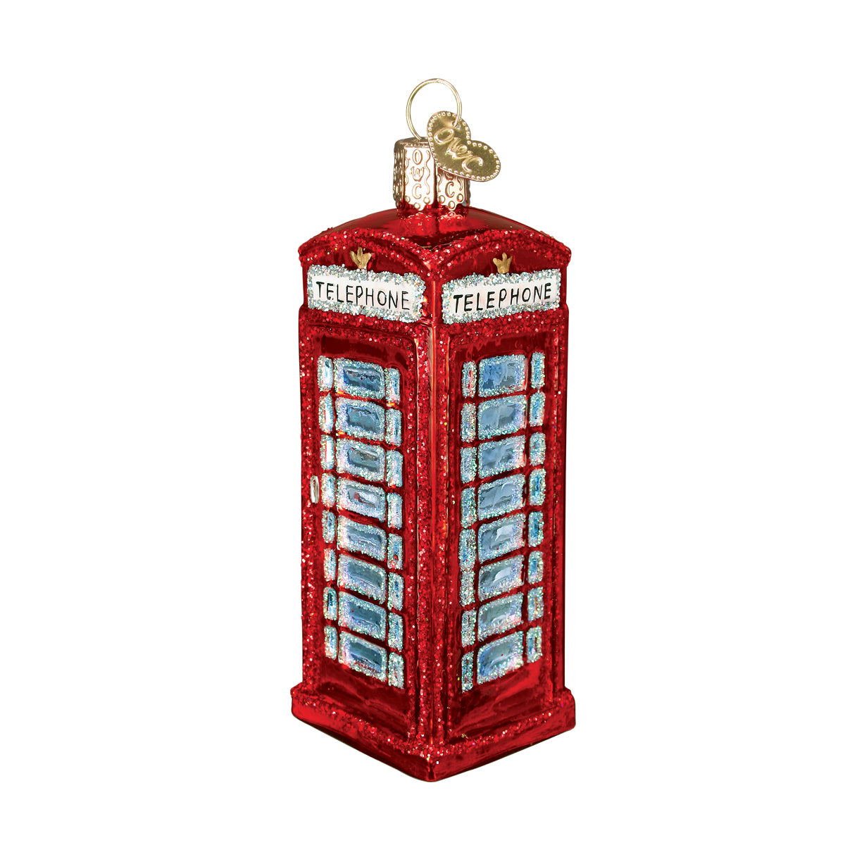 English Phonebooth Glass Ornament