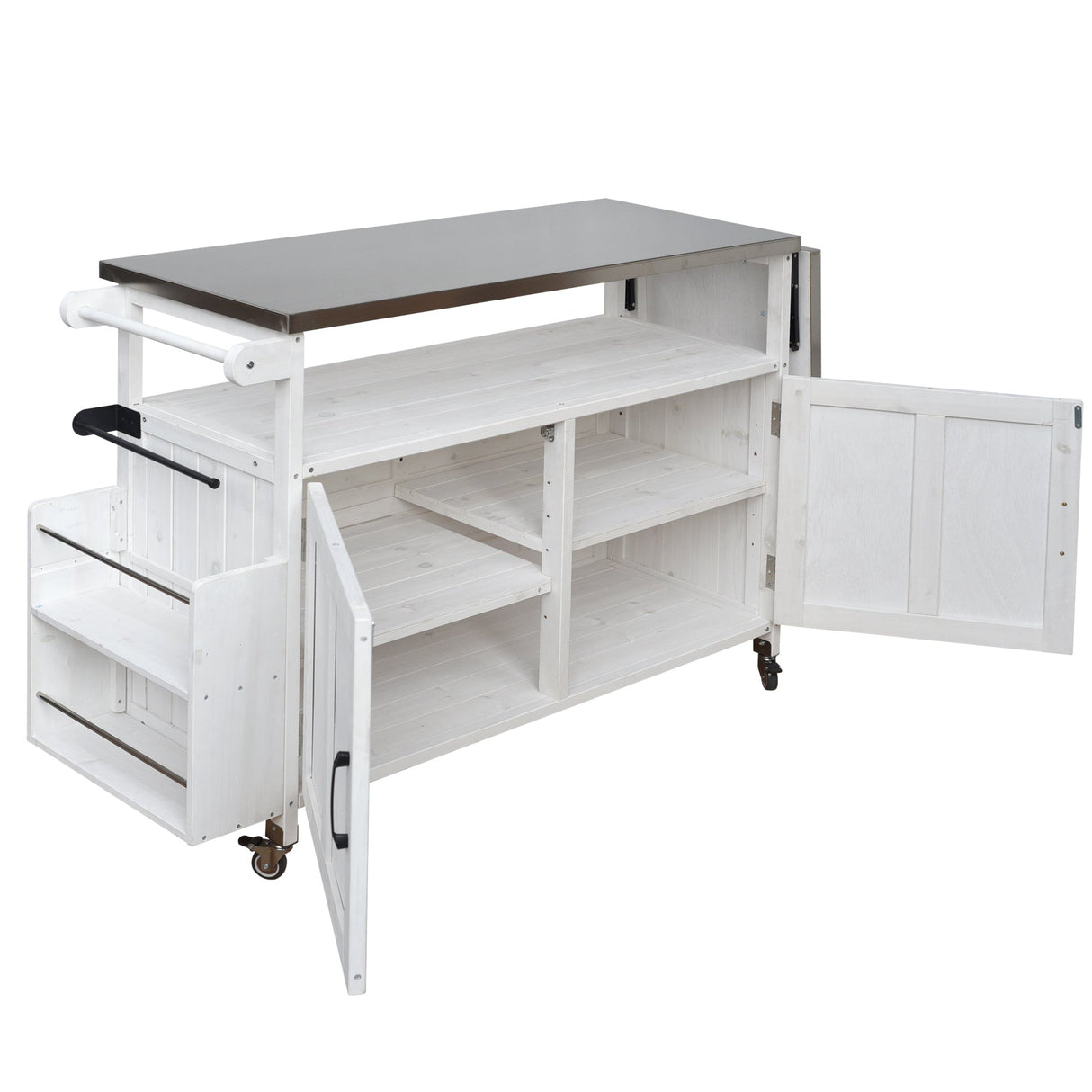 Foldable Outdoor Kitchen Island Patio Cart with Storage