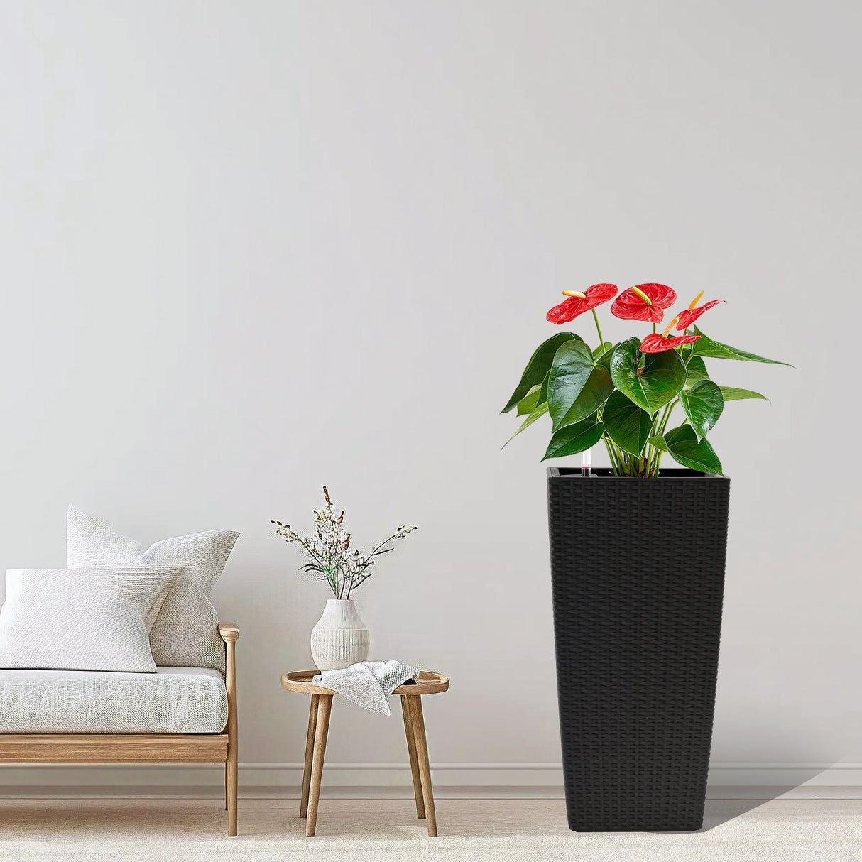 Pack of 2 Square Planters with Automatic Watering System