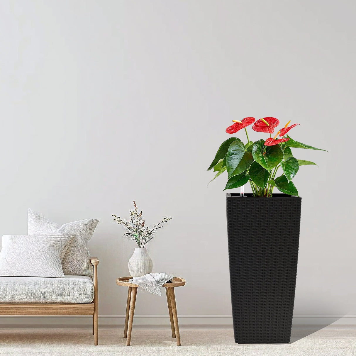 Pack of 2 Square Planters with Automatic Watering System