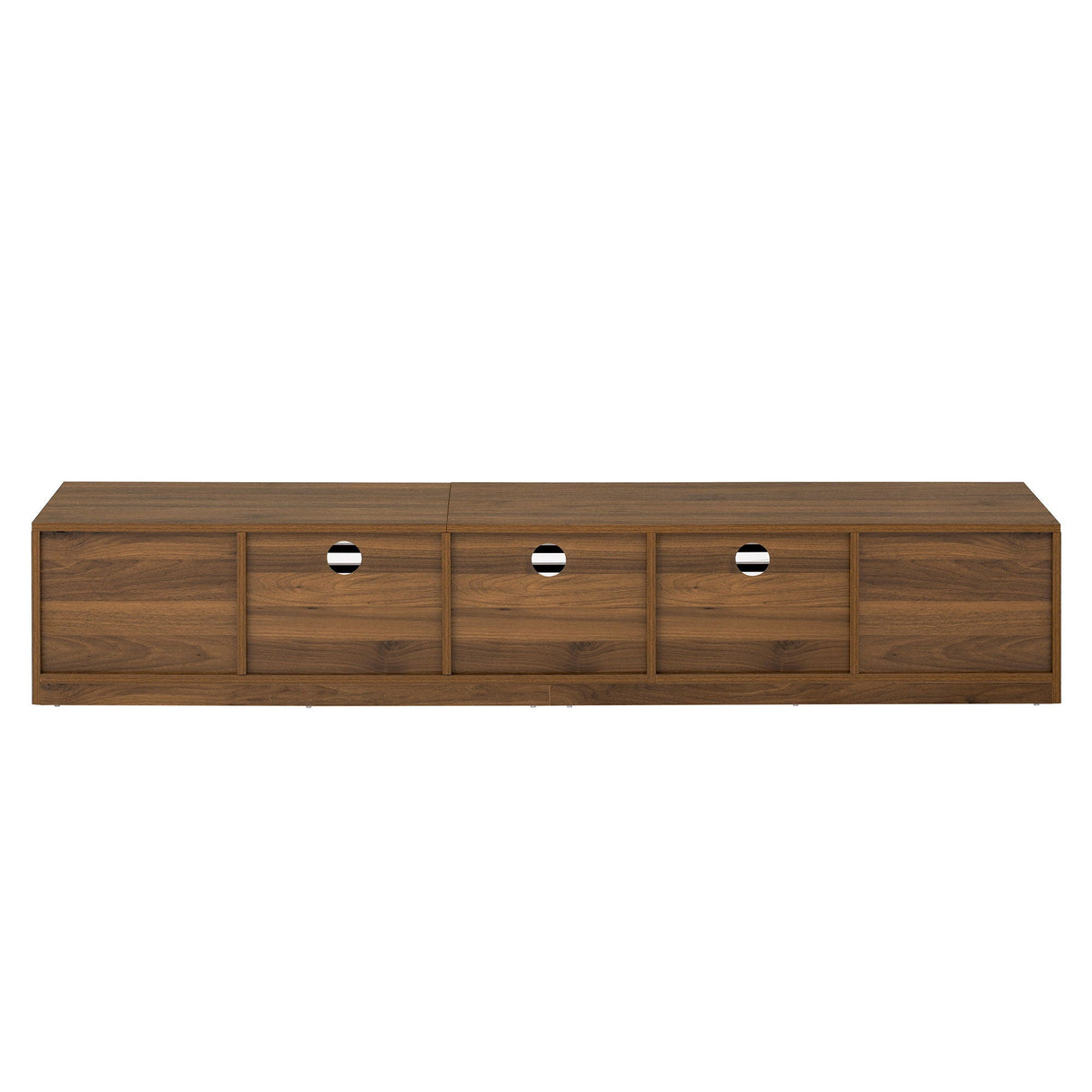 TV Stand For TVs, Entertainment Center With Cable Management And Soft Closing Hinges - Walnut
