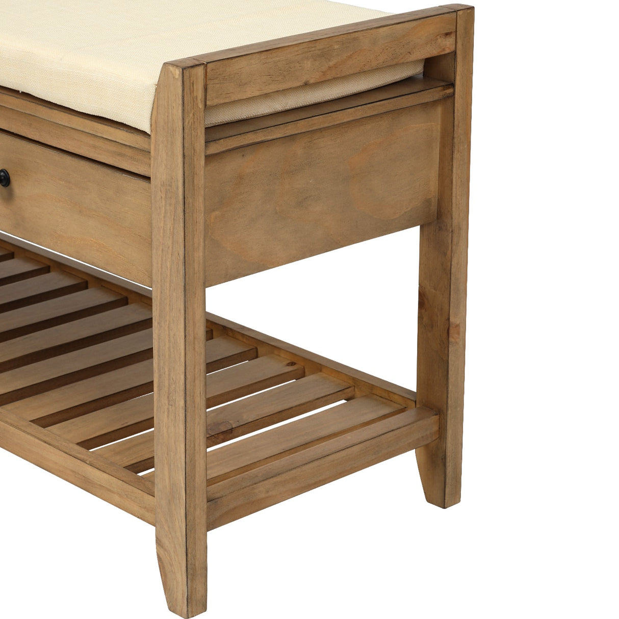 TREXM Shoe Rack with Cushioned Seat and Drawers