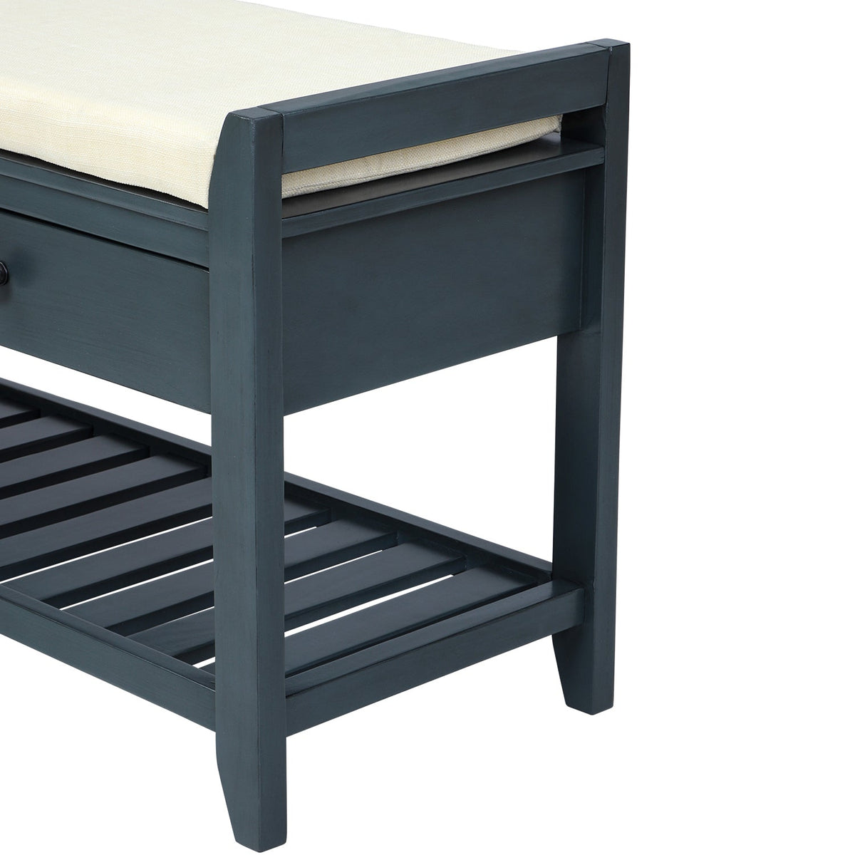 TREXM Shoe Rack with Cushioned Seat and Drawers