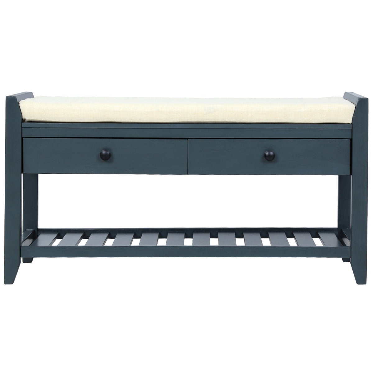 TREXM Shoe Rack with Cushioned Seat and Drawers