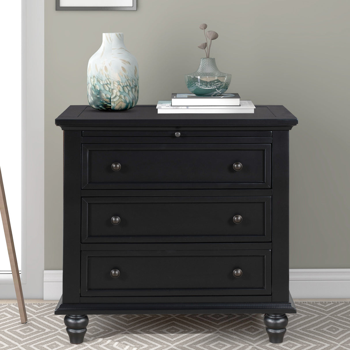 U_STYLE 27.6'' Painted Nightstand with Pull-Out Tray