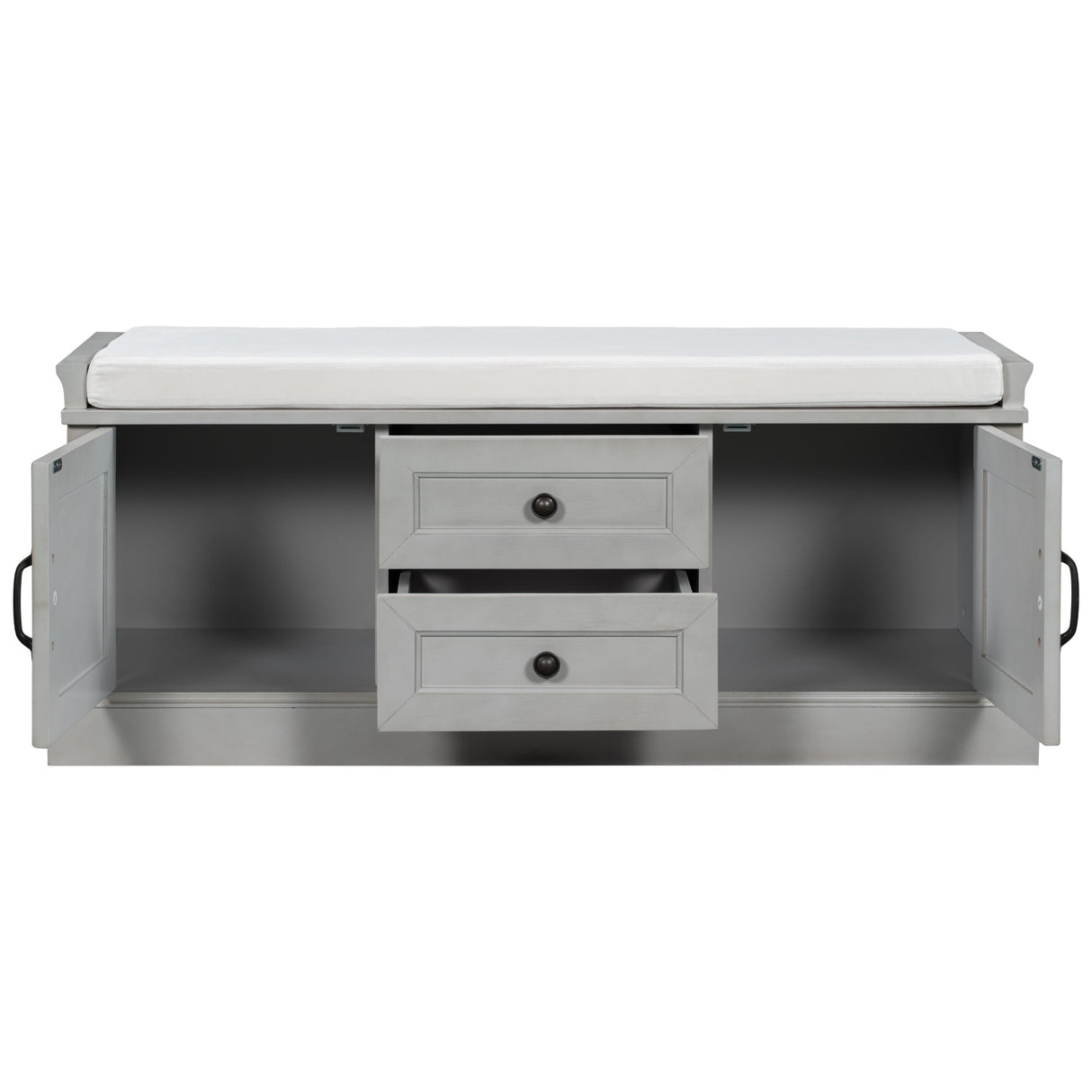 TREXM Storage Bench with 2 Drawers and 2 Cabinets