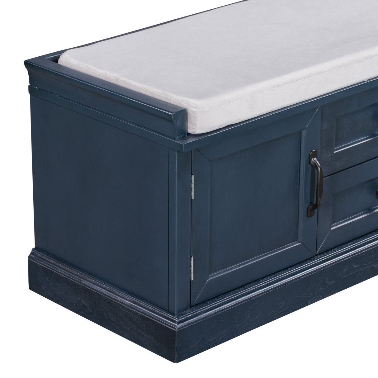 TREXM Storage Bench with 2 Drawers and 2 Cabinets in Antique Navy