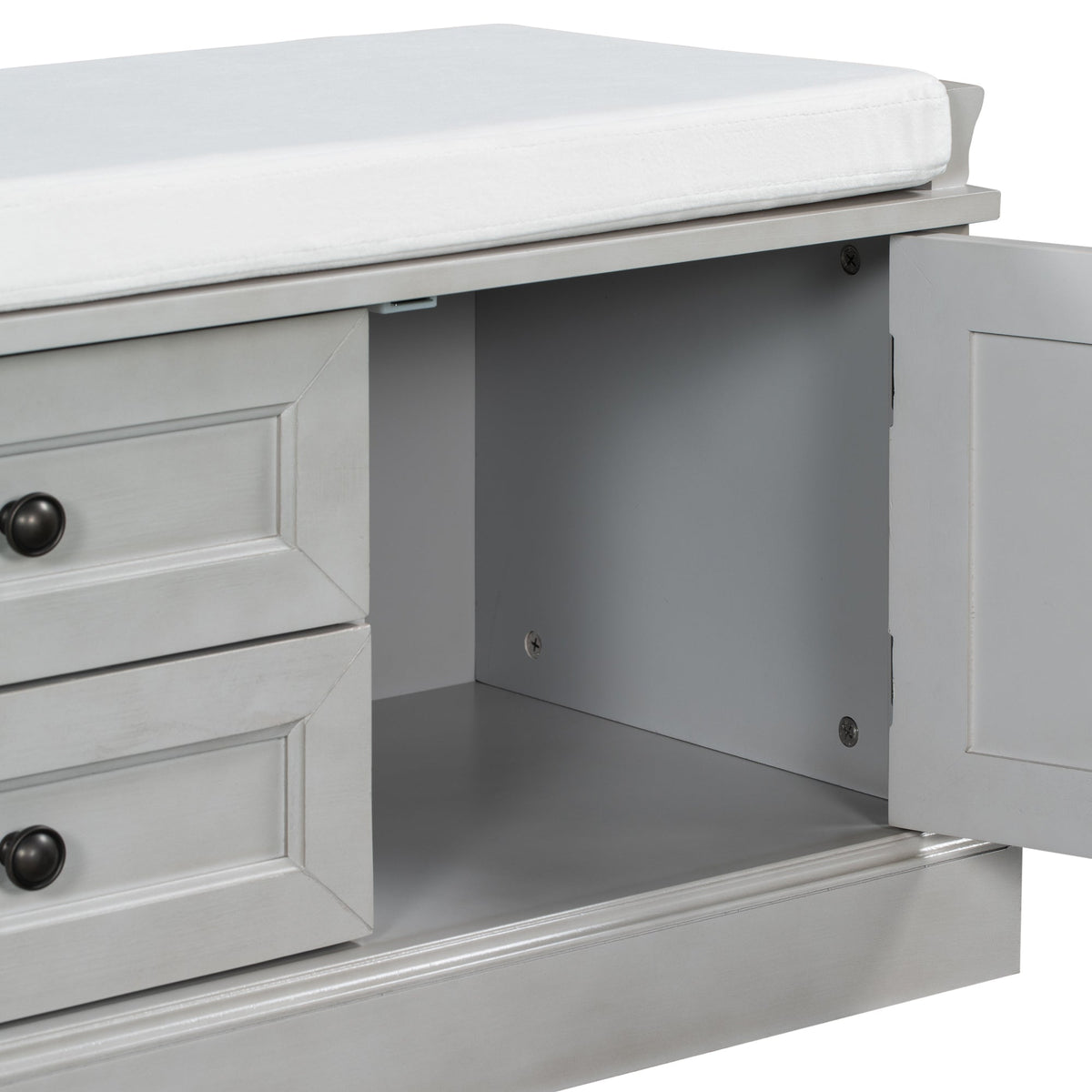 TREXM Storage Bench with 2 Drawers and 2 Cabinets