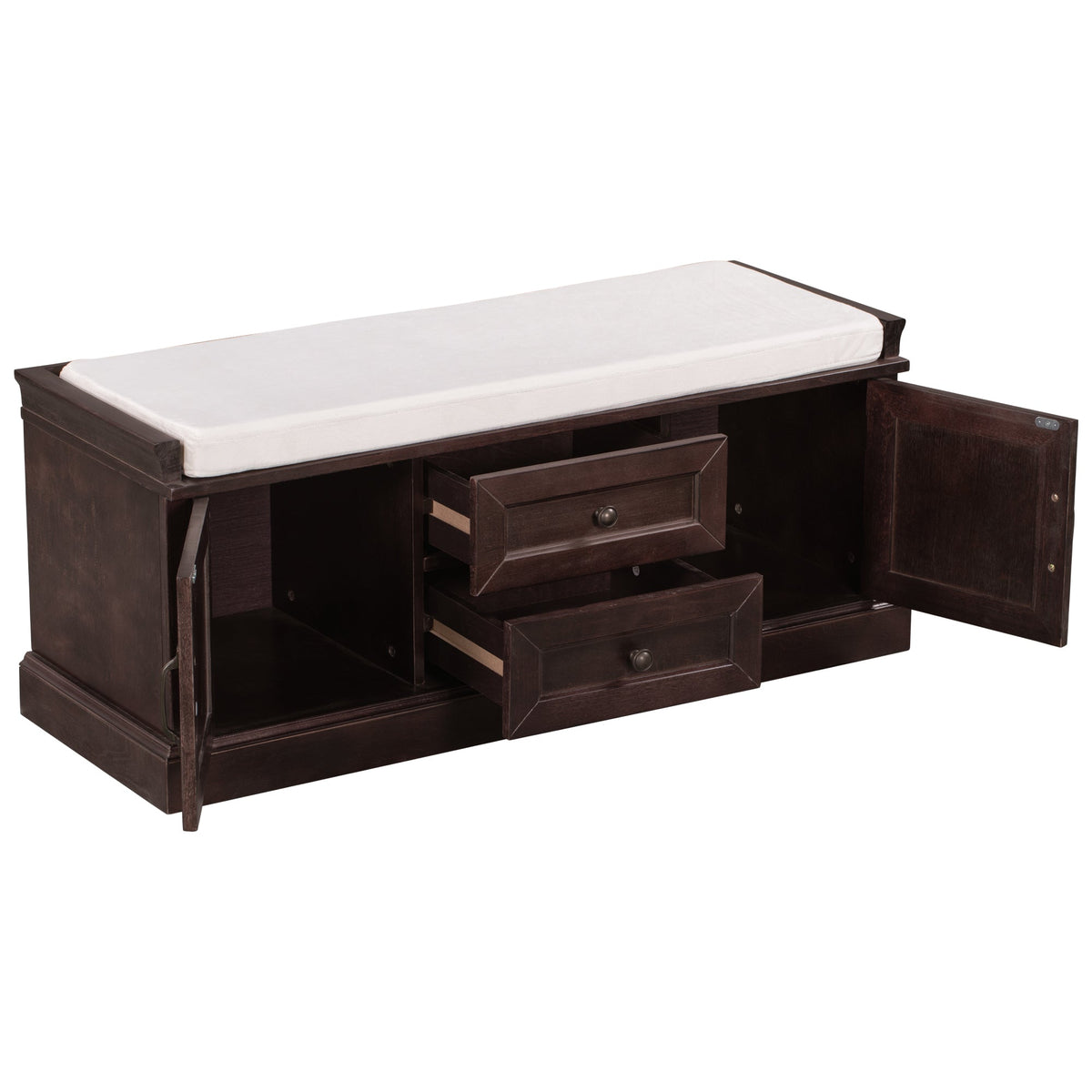 TREXM Storage Bench with 2 Drawers and 2 Cabinets