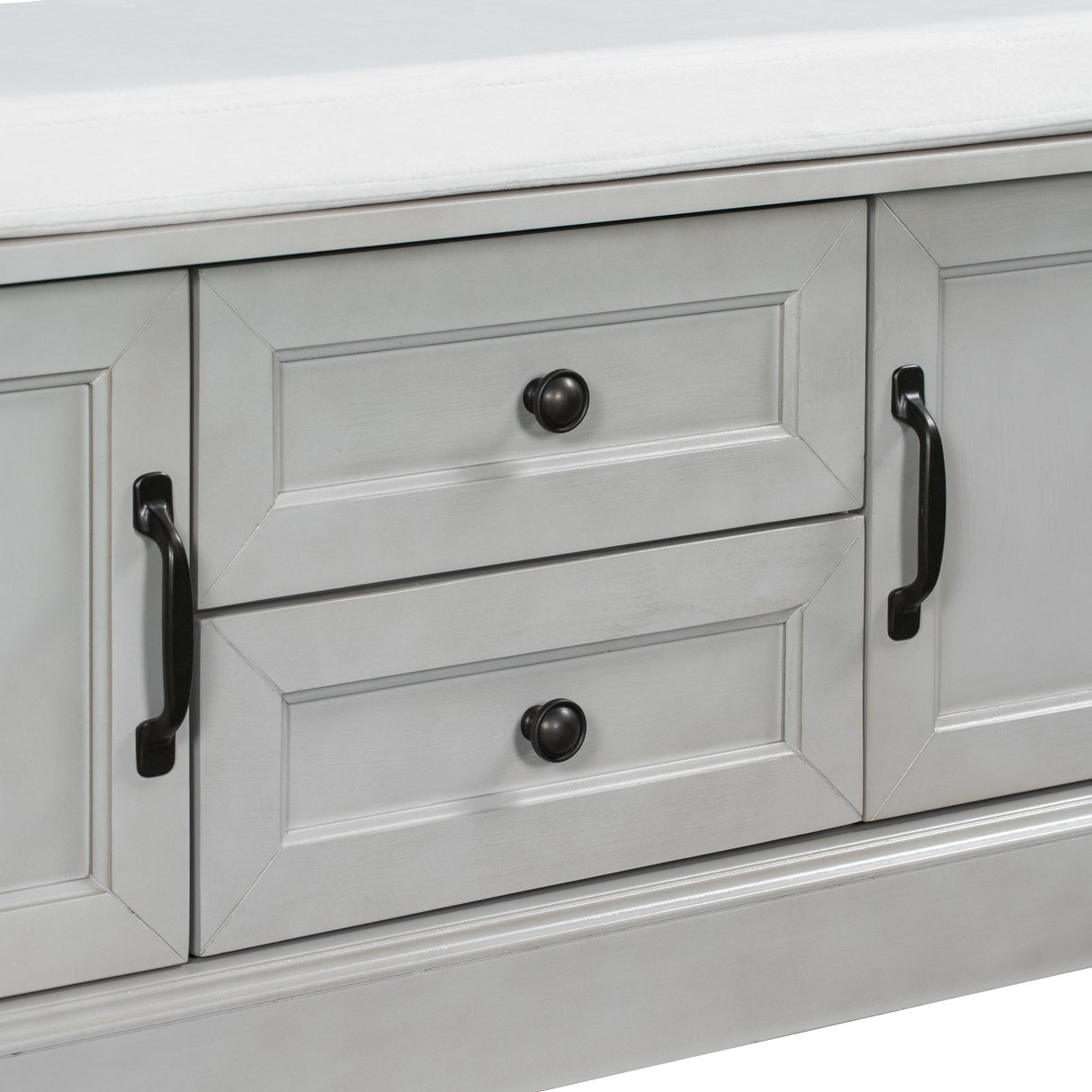 TREXM Storage Bench with 2 Drawers and 2 Cabinets