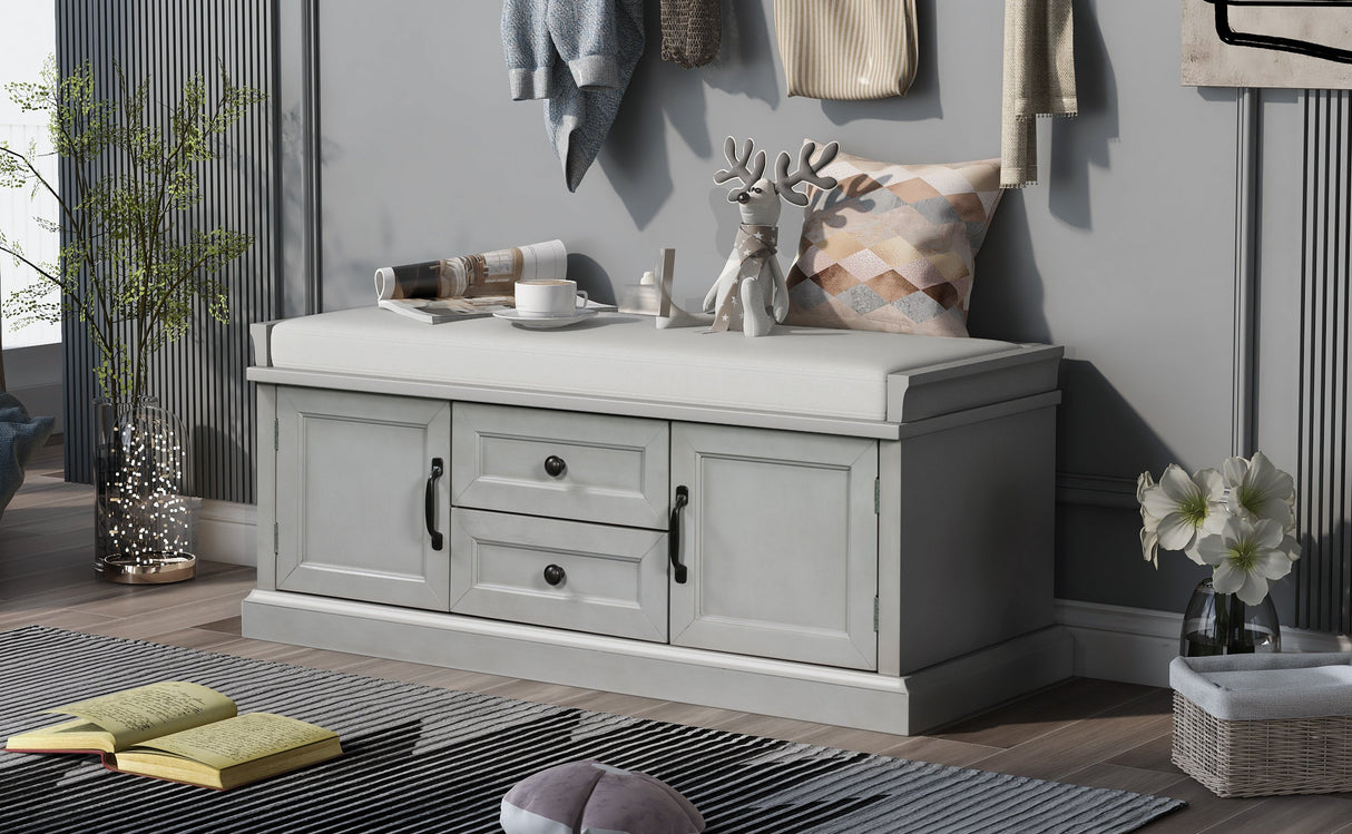 TREXM Storage Bench with 2 Drawers and 2 Cabinets