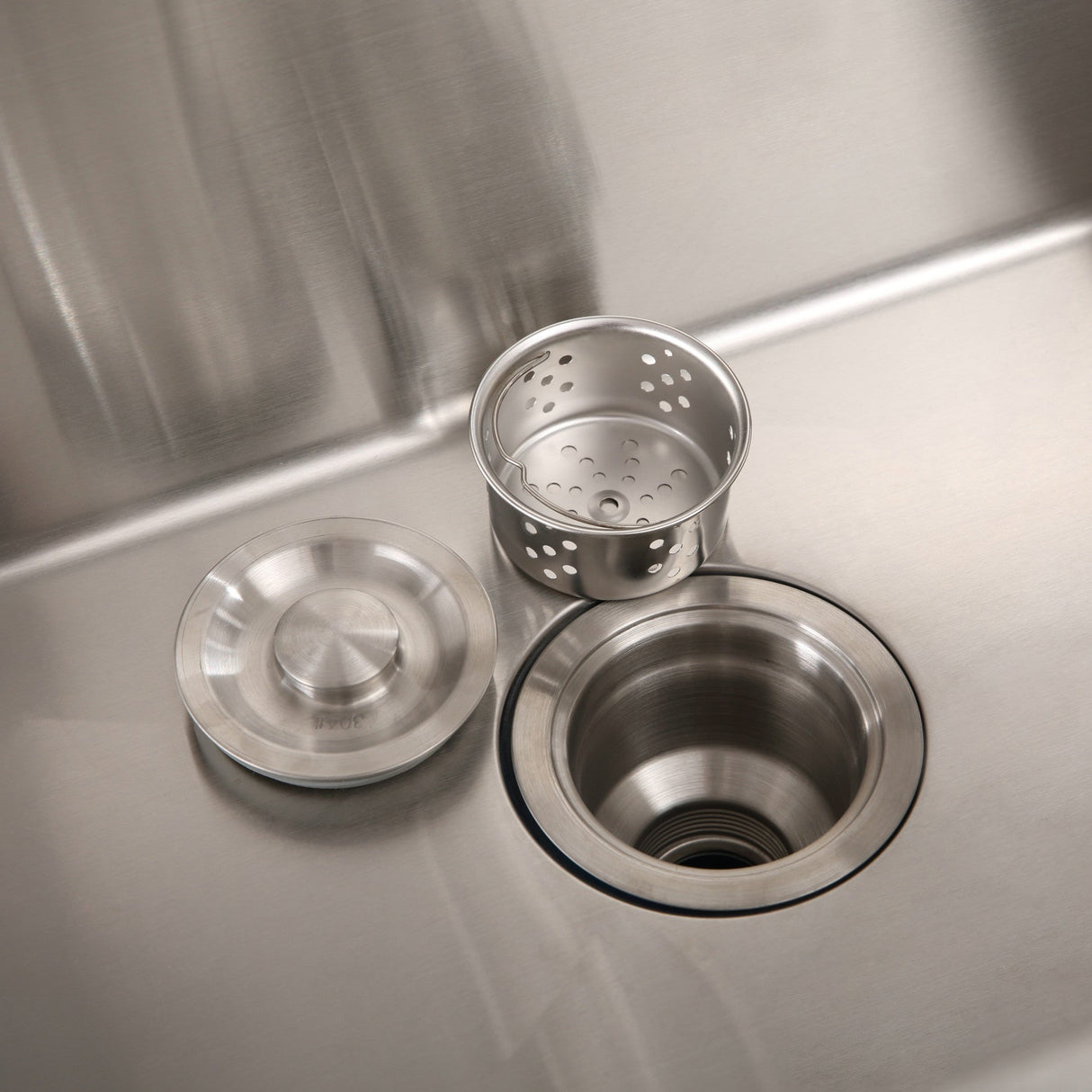 24in Stainless Steel Washing Sink with Faucet Hoses and Drain Head