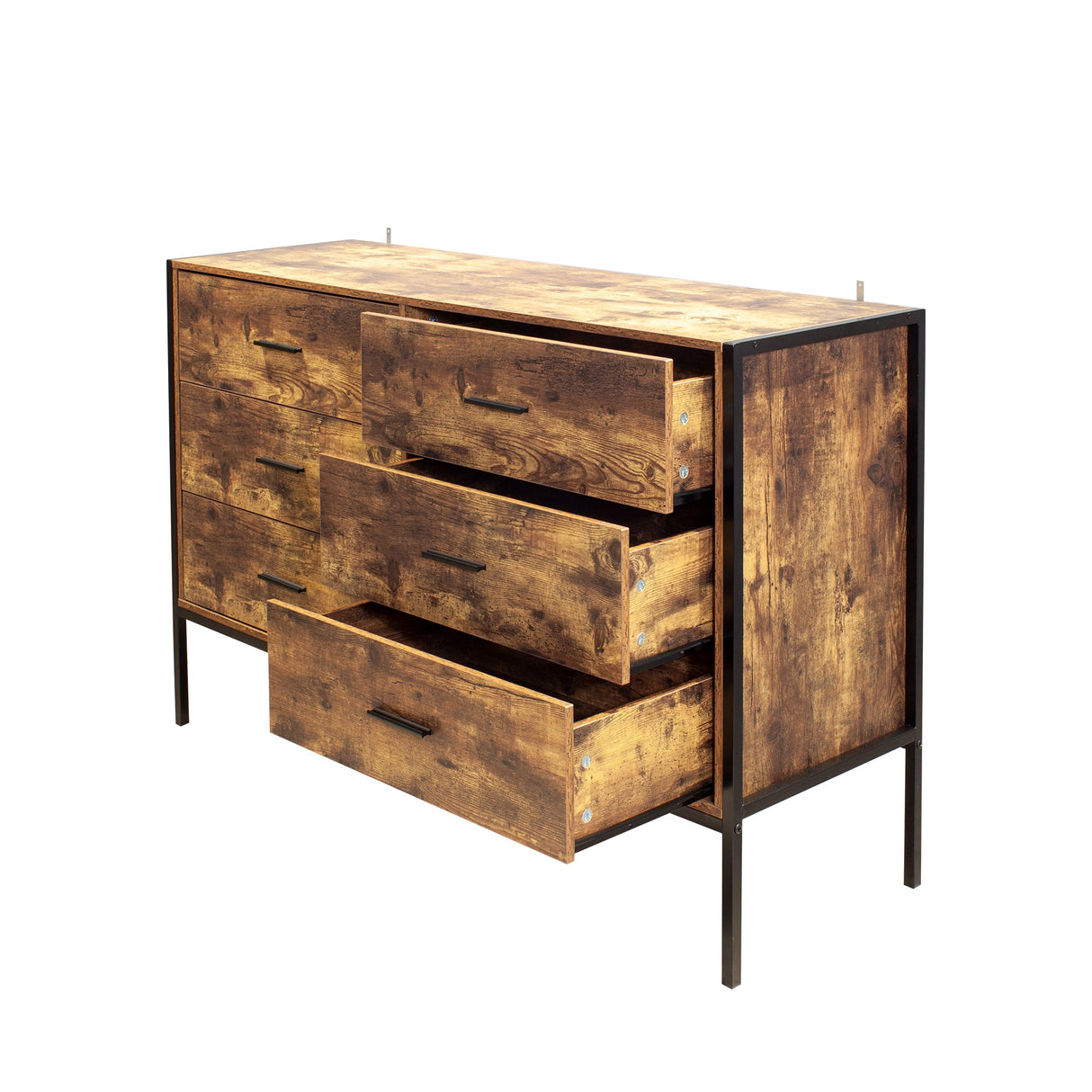 Industrial Style 6 Drawer Double Dresser