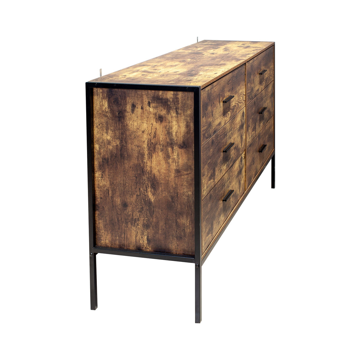 Industrial Style 6 Drawer Double Dresser