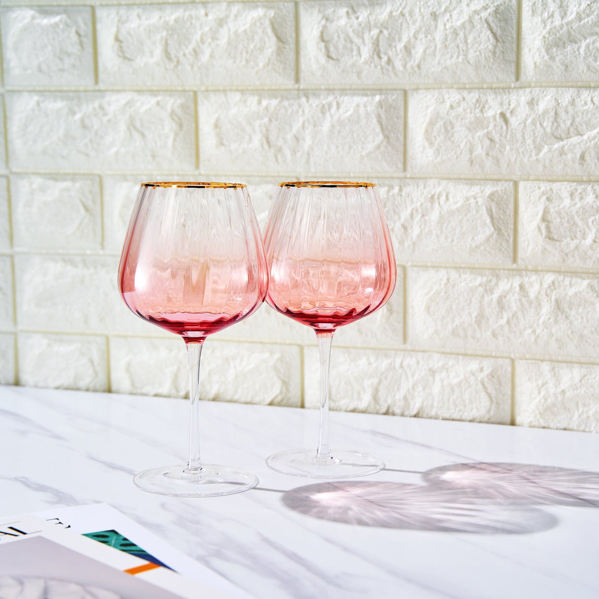 Waterfall Stemmed Wine Glassware, Set of 2