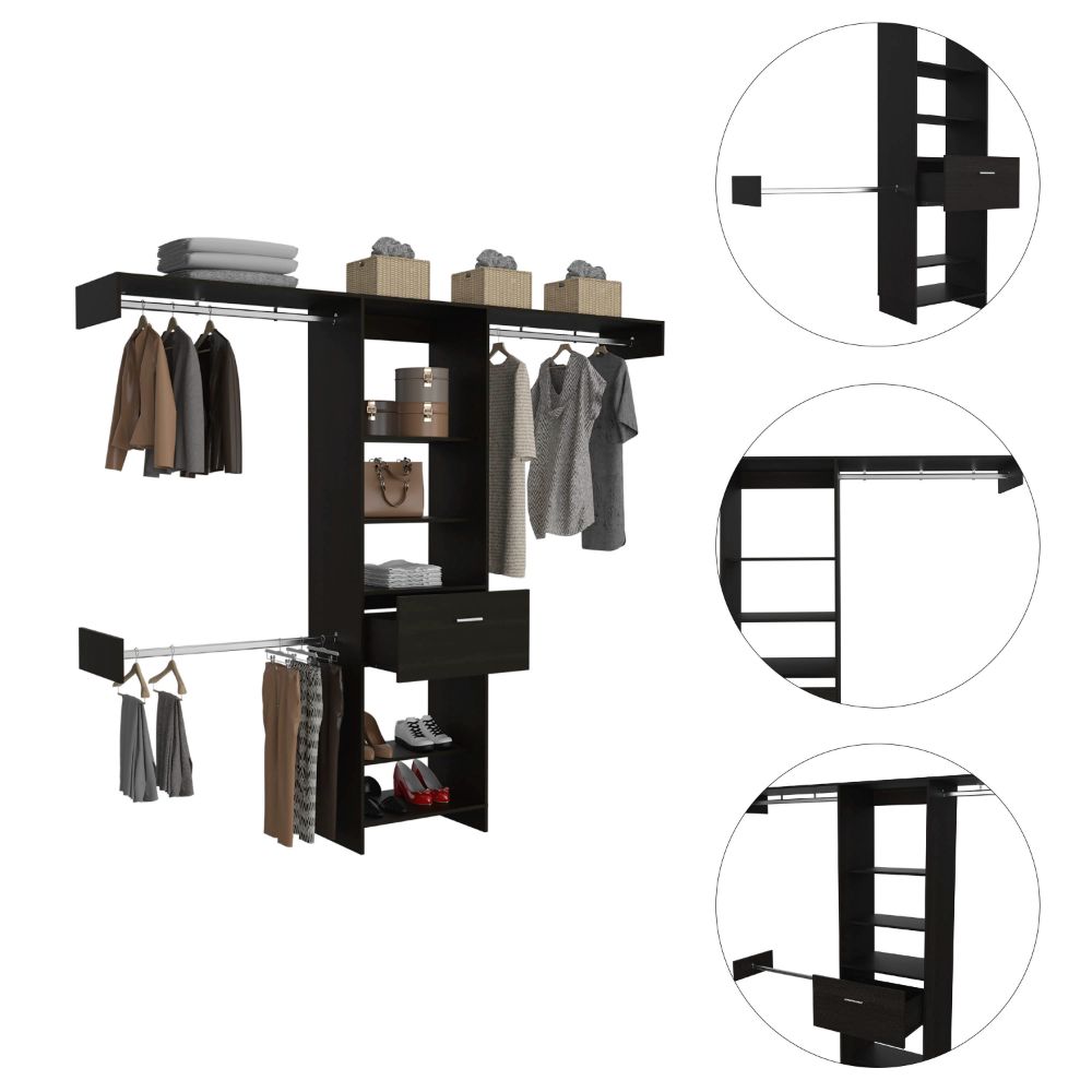 1-Drawer 4-Shelf Closet System in Wenge