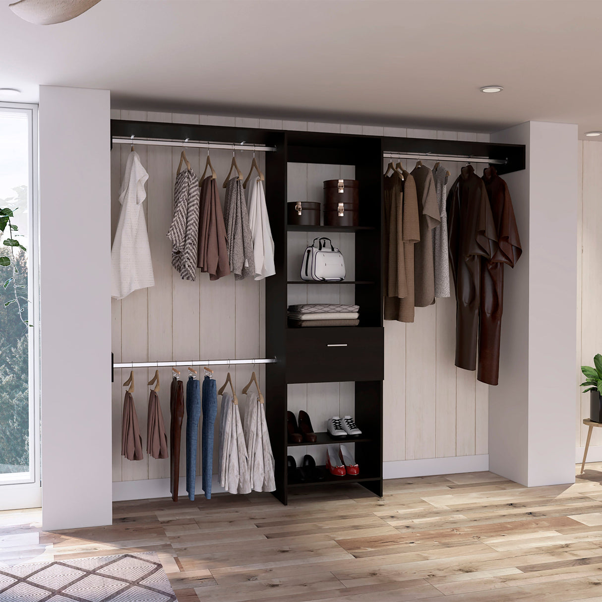 1-Drawer 4-Shelf Closet System in Wenge