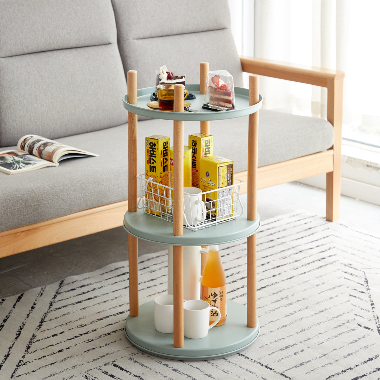 Storage Shelf: 360° Rotating Bookshelf