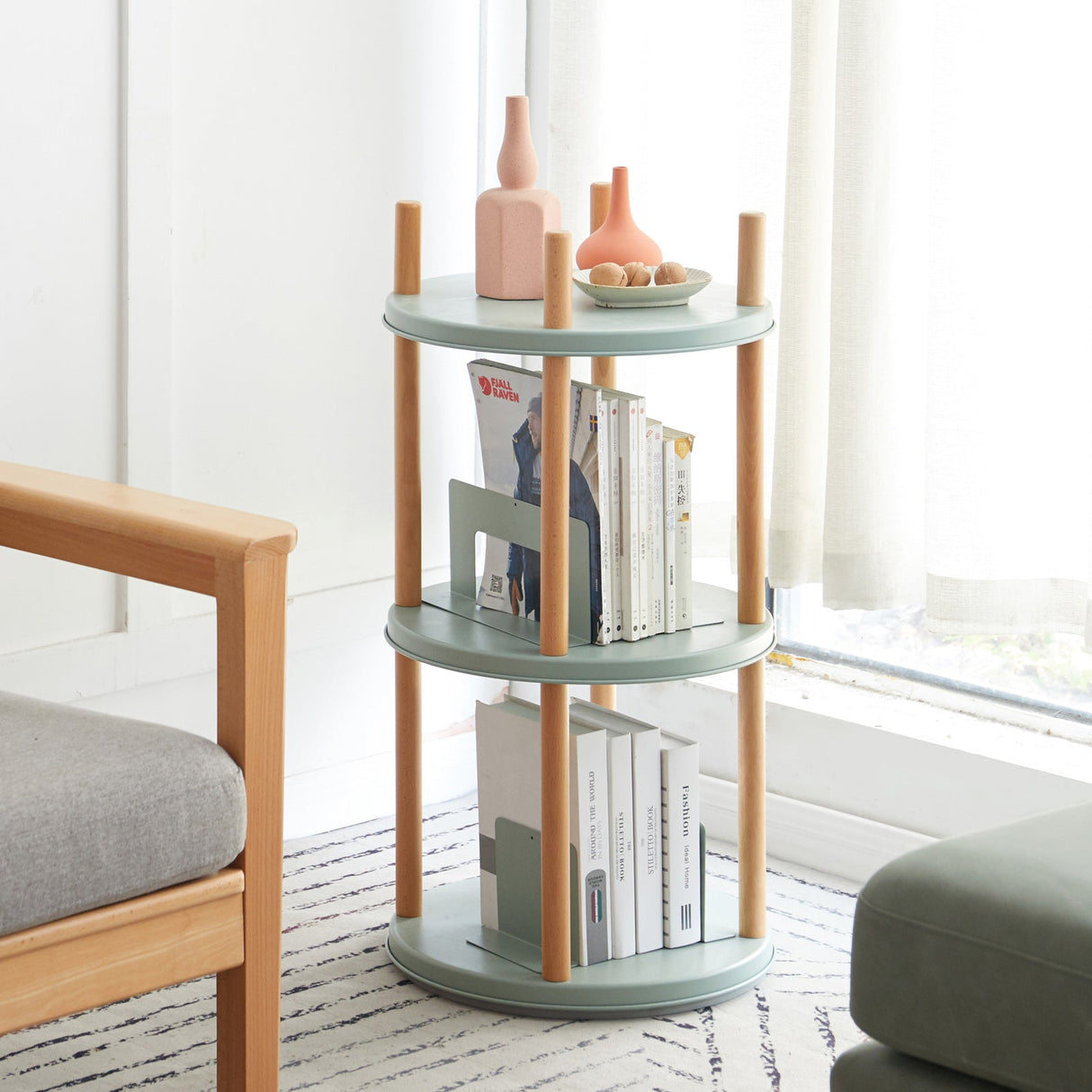 Storage Shelf: 360° Rotating Bookshelf