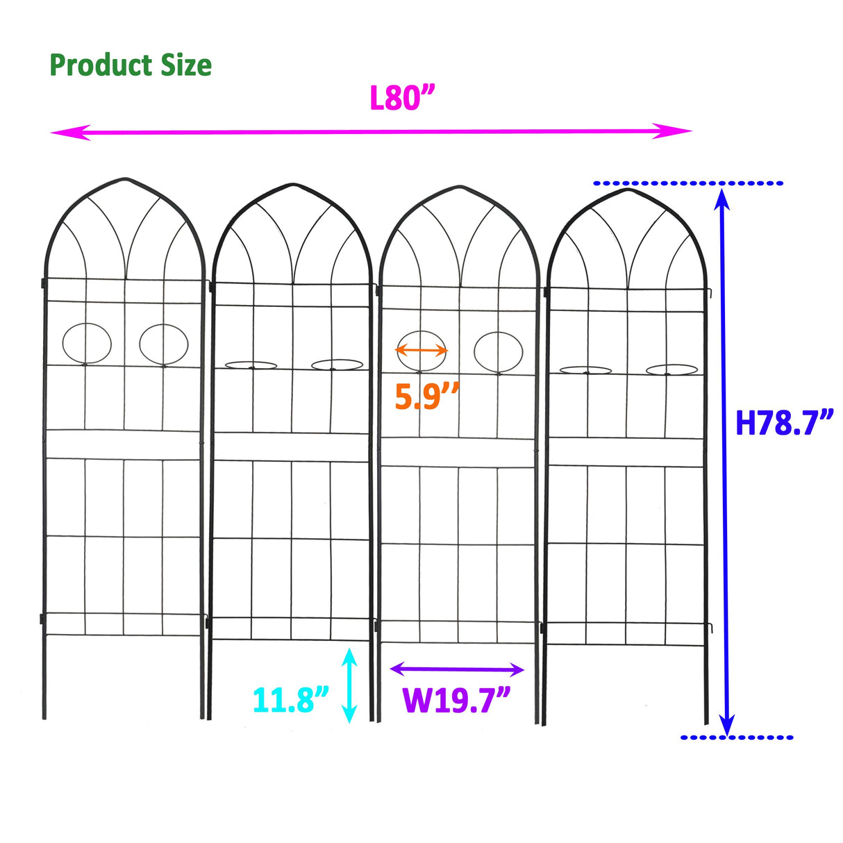 4 Pack Metal Garden Trellis