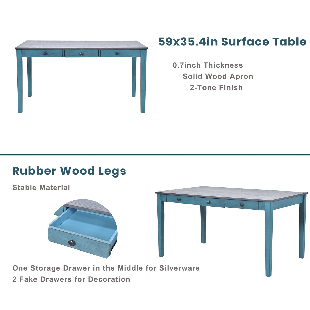 TOPMAX Mid-Century 6-Piece Wood Dining Table Set