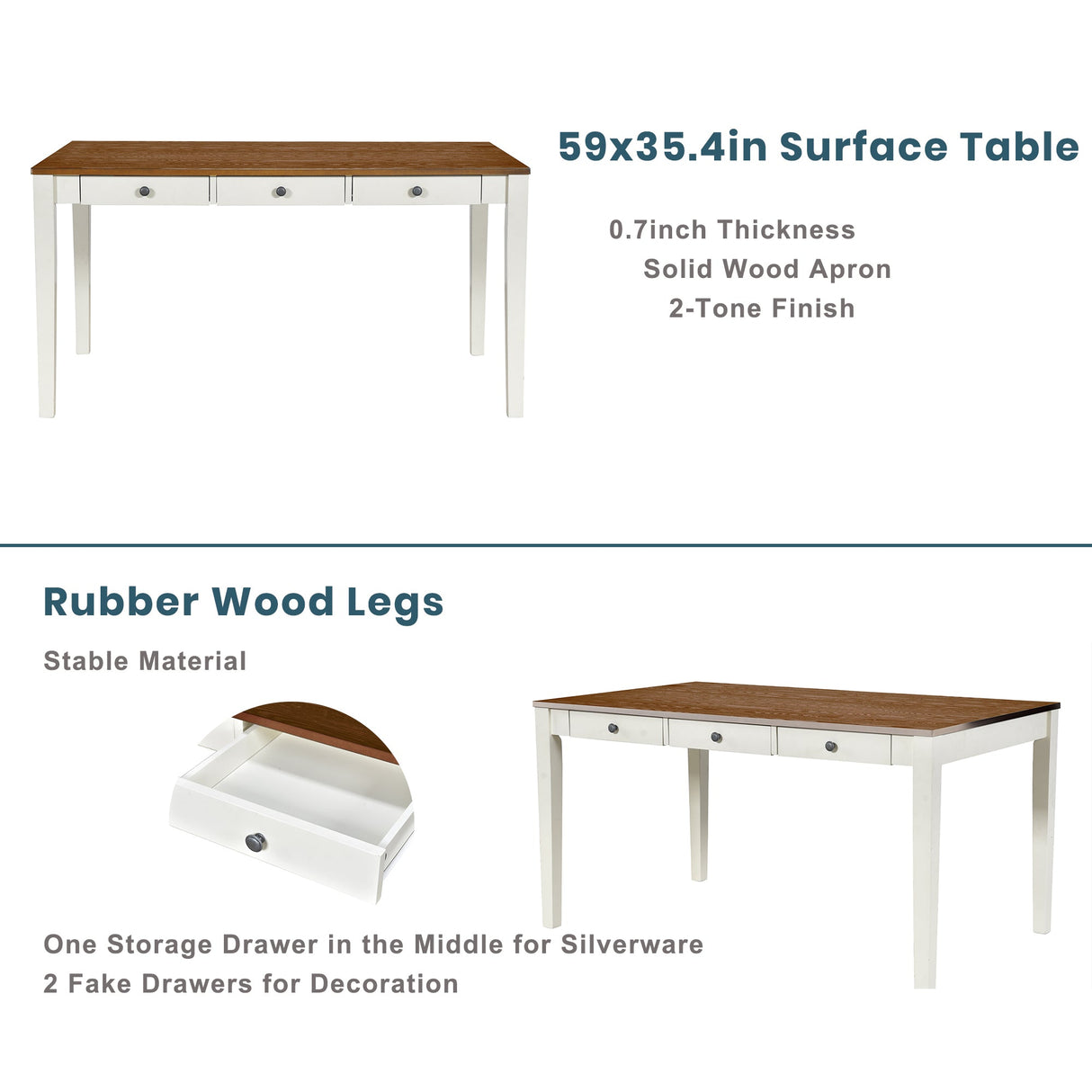 TOPMAX Mid-Century 6-Piece Wood Dining Table Set