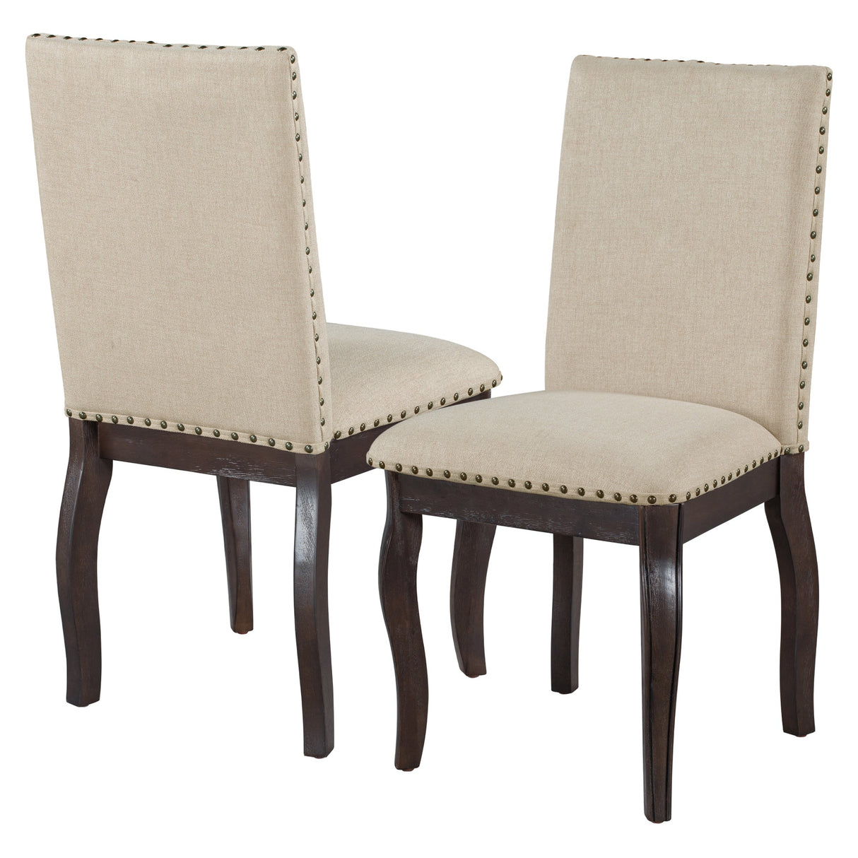 TREXM Set of 2 Dining Chairs with Nailhead (Espresso)
