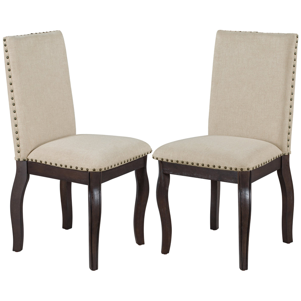 TREXM Set of 2 Dining Chairs with Nailhead (Espresso)