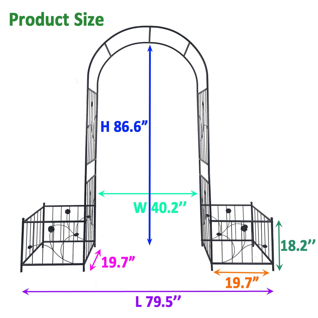 Metal Garden Arch with Two Plant Stands