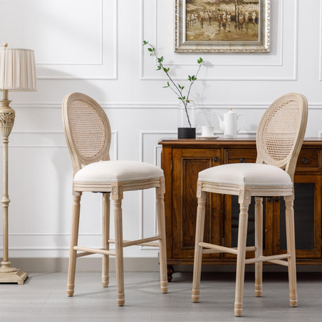 French-Country-Wooden-Barstools,Set-of--2-Bar-Stools